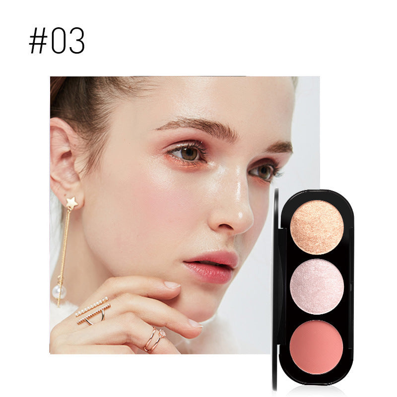 Highlighter, Blush Makeup Palette trio - FOCALLURE
