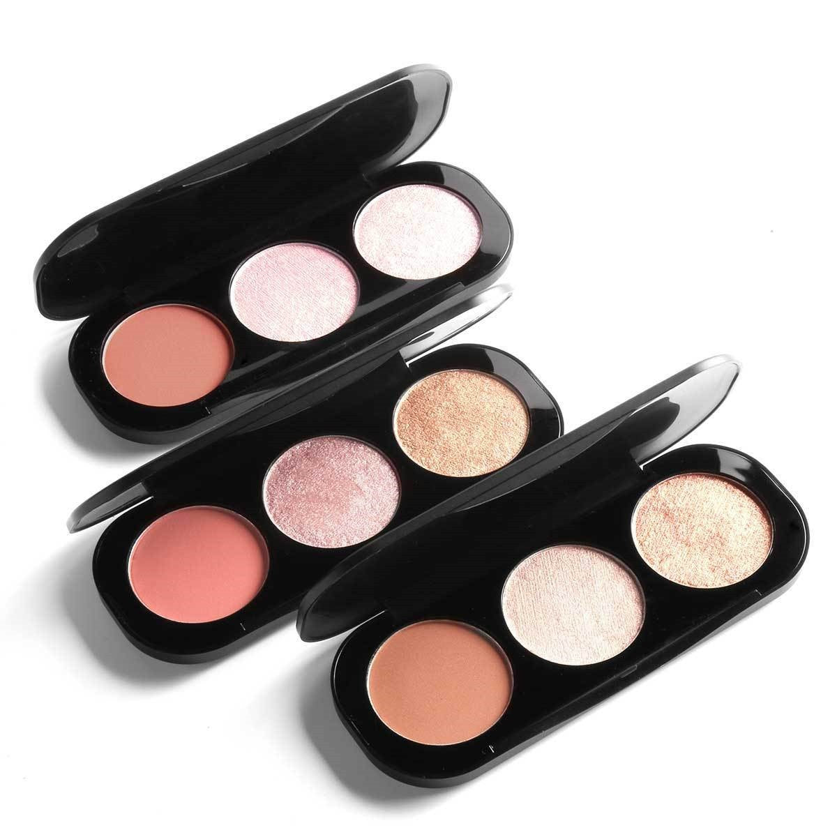 Highlighter, Blush Makeup Palette trio - FOCALLURE
