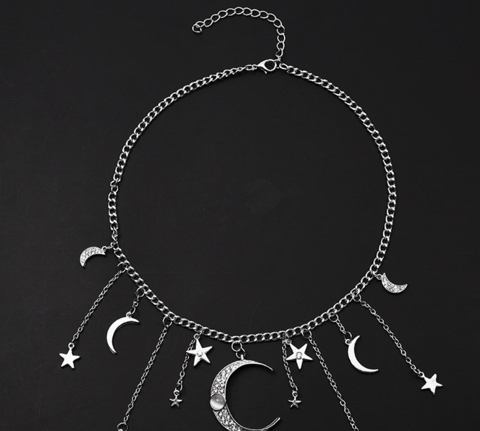 Collier Lunes & Étoiles – Élégance Céleste Dorée ou Argentée✨💫