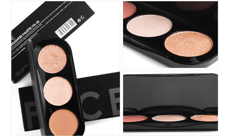 Highlighter, Blush Makeup Palette trio - FOCALLURE