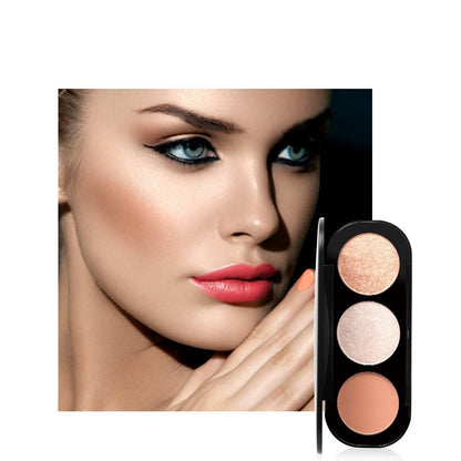 Highlighter, Blush Makeup Palette trio - FOCALLURE