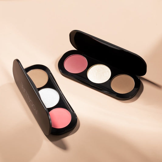 Highlighter, Blush Makeup Palette trio - FOCALLURE